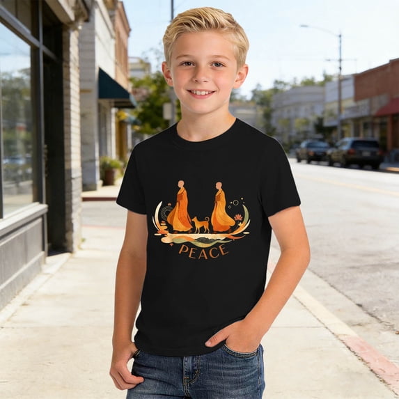 Boys Graphic Tees Lightweight Graphic Print Crewneck Short Sleeve Tee for Daily Wear Boys' Tops Tees Shirts Black 3 Years-4 Years
