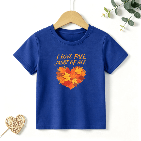 Boys Graphic Tees Maple Leaves Autumn Fall Kids T Shirt Cute 100% Cotton Short Sleeve Soft Tops 4-13Y