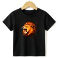 thumbnail image 1 of Boys Graphic Tees Roaring Lion Head Kids T Shirt Wild Animal Safari 100% Cotton Short Sleeve Soft Tops 4-13Y Black, 1 of 2