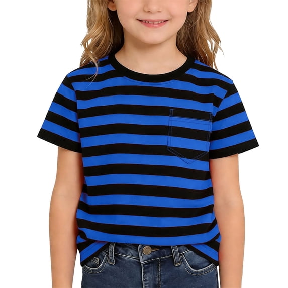 Boys Graphic Tees Size 14-16 , Toddler Boy Shirts , Toddler Boy Spring Shirt,Boys Girls Summer Striped Pocket T Shirt Comfortable Casual Play Daily Wear Kids Top