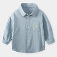 thumbnail image 1 of Boys Graphic Tees Solid Print Lapel Long Sleeve Pocket Button-Down Shirt Top for Casual Wear Boys' Tops Tees Shirts Blue 3 Years-4 Years, 1 of 4