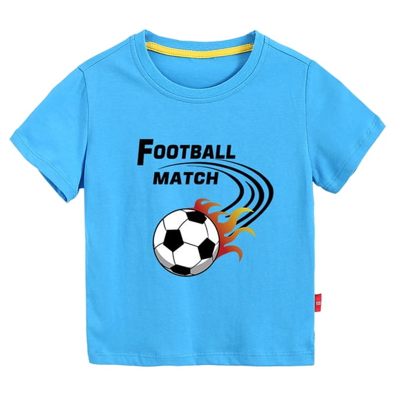Boys Graphic Tees Toddler Kids 3D Cartoon Football Prints Tops Summer Soft Short Sleeve T Shirt Summer Tops Sky Blue 8 Years-9 Years