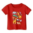 thumbnail image 1 of Boys Graphic Tees Toddler Kids Summer Elephant Giraffe Lion Prints Casual Round Neck Short Sleeve T Shirt Summer Tops Red 4 Years-5 Years, 1 of 3