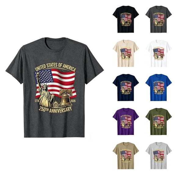 Boys Graphic Tees USA 250th Anniversary Shirt Casual Fashion Short Sleeve Top for Kids Boys Age 2-13