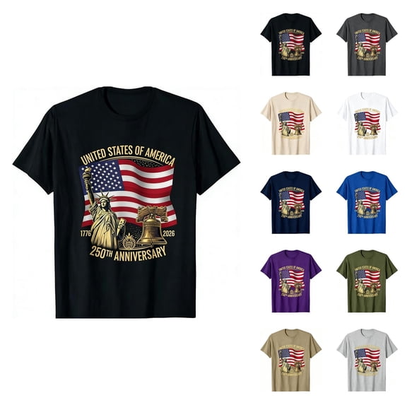 Boys Graphic Tees USA 250th Anniversary Shirt Casual Fashion Short Sleeve Top for Kids Boys Age 2-13