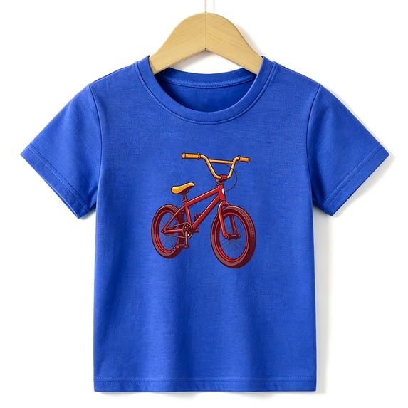 Boys Graphic Tees Vintage BMX Bicycle Kids T Shirt Cool Cycling 100% Cotton Short Sleeve Soft Tops 4-13Y Blue