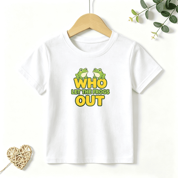 Boys Graphic Tees Who Let Frogs Out Kids T Shirt Funny Cute 100% Cotton Short Sleeve Soft Tops 4-13Y