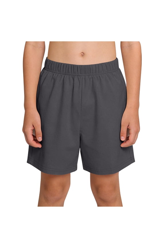 Boys Gray 100% Cotton Elastic Waist Shorts, Breathable Durable School Uniform Active Play Everyday Wear for Kids 4-15 Years,Size 6-7T