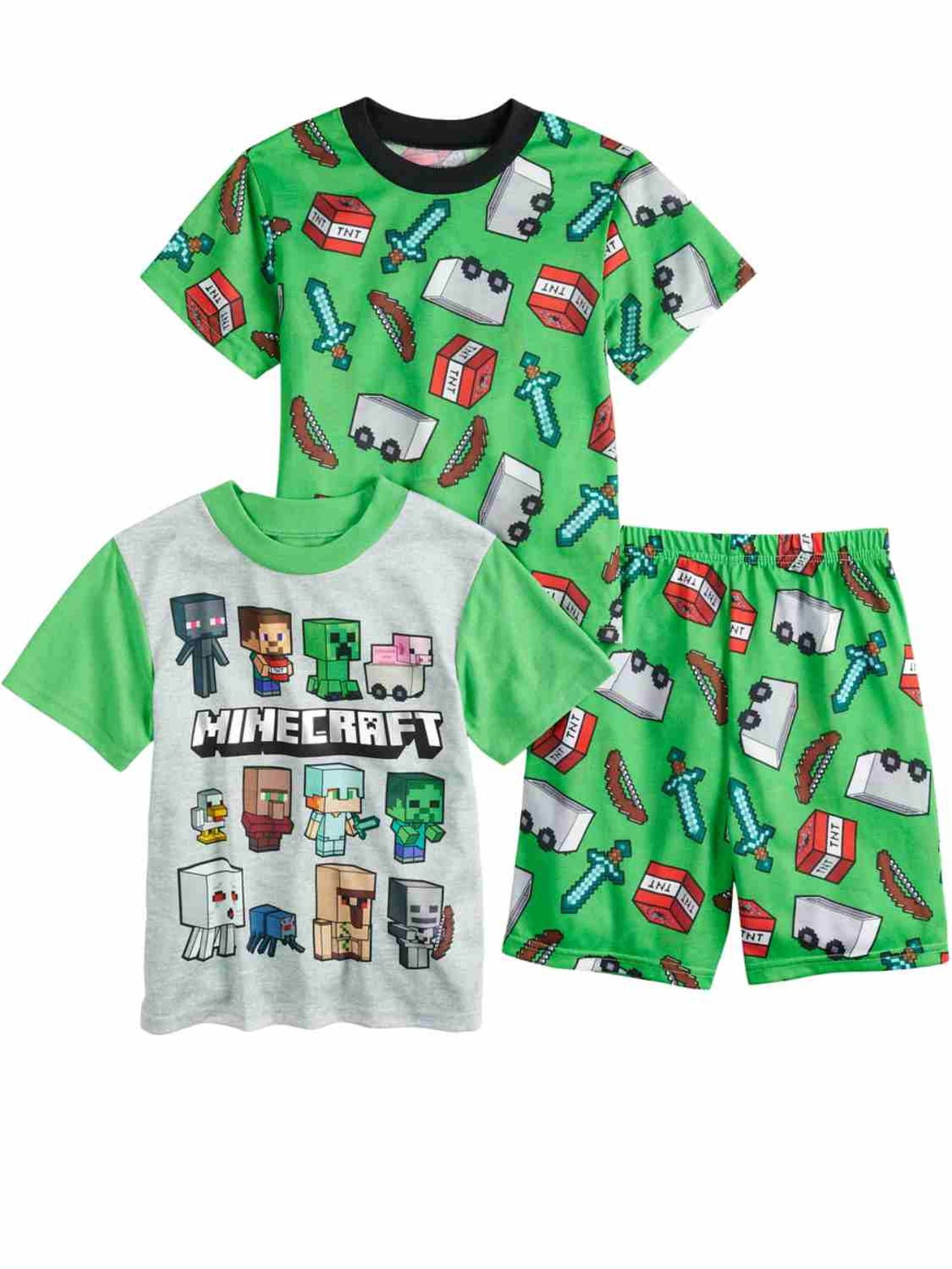 Boys Gray Green Minecraft Character Ghost Enderman 3 Piece Pajama Sleep 8