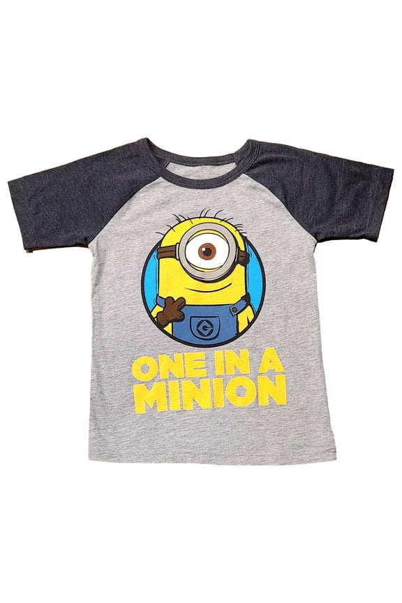 Boys Gray Minion "One In A Minion" T-Shirt Tee Shirt Size 5