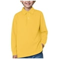 thumbnail image 1 of Boys Green Button Down Shirt Boys Polo Shirts Size 10-12 Toddler Girls Boys' School Uniform Long Sleeve Polo Shirt Button Closure Comfortable Breathable Fabric Yellow 11-12 Years, 1 of 8