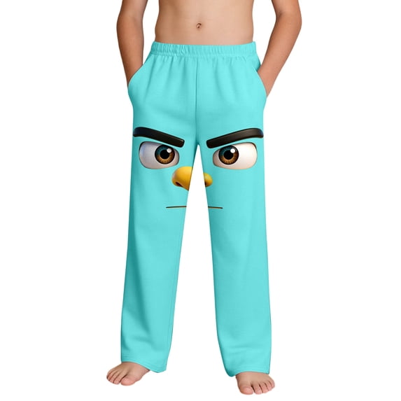 Boys Green Cartoon Face Sweatpants with Pockets Soft Elastic Waist Lounge Pants for Kids Casual Comfortable Loungewear,Size 11 T
