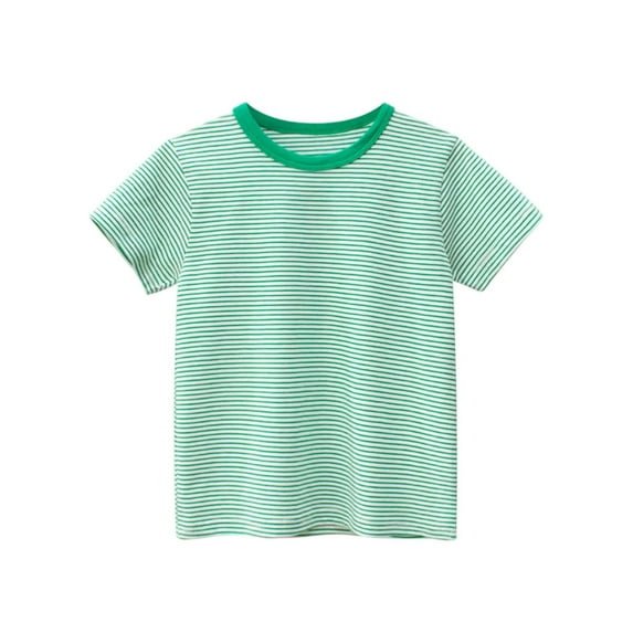 Boys' Green and White Striped T-Shirt | 100% Cotton Short Sleeve Tee for Kids | Kids to Youth Sizes 2-10 Years,Size 2-3 T