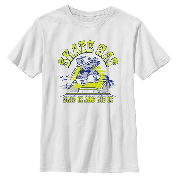 Boys Greg Lutzka Skater Rat Grip It and Rip It Green T Shirt