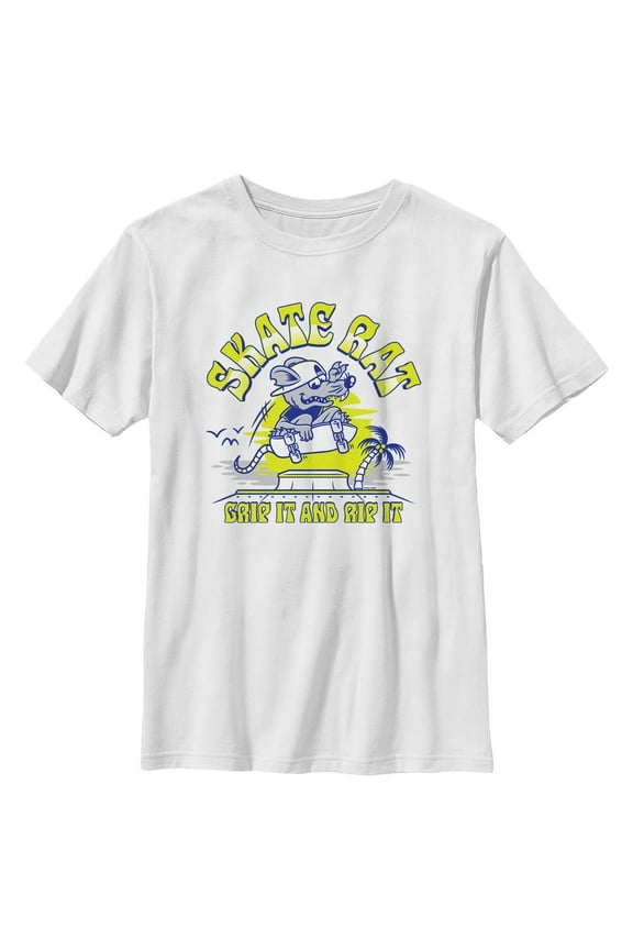 Boys Greg Lutzka Skater Rat Grip It and Rip It Green T Shirt