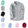 thumbnail image 1 of Boys Grey Button Up Shirt Collared Dress Shirt Boys School Uniform Shirts Dress Clothes 13-14 Years, 1 of 4