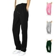 thumbnail image 1 of Boys Grils Sweatpants Elastic Waist Drawstring Solid Color Wide Leg Casual Pants with Pockets Loose Fit Comfortable Sports Kids Trousers Black Sizes 15-16 Y, 1 of 8