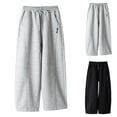 thumbnail image 1 of Boys Grils Sweatpants Fall Winter Elastic Waist Drawstring Wide Leg Casual Pants with Pockets Loose Fit Comfortable Solid Color Sports Kids Trousers Grey Sizes 12-13 Y, 1 of 10