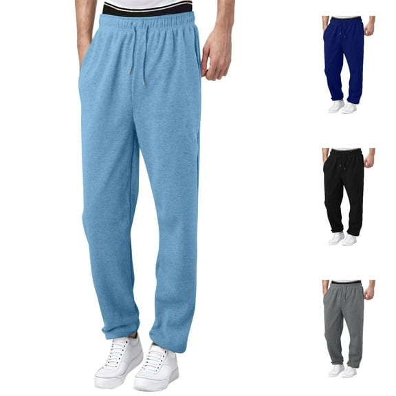 Boys Grils Sweatpants with Pockets Elastic Waist Drawstring Wide Leg Casual Pants Loose Fit Comfortable Sports Solid Color Kids Trousers Light Blue Sizes 5-6 Y