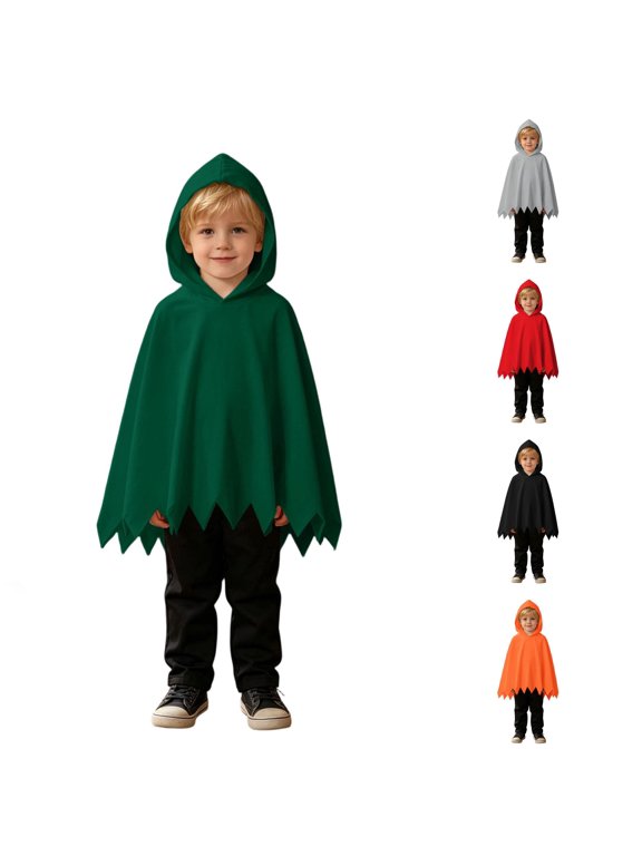 Boys Grin Print Cape Pants Set – Kids Halloween Cloak Two Piece Outfit with Long Sleeve Top and Trousers for Party Daily Wear