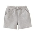 thumbnail image 1 of Boys Gym Shorts Size 7 Elastic Waisted Solid Color Shorts Drawstring Pocket Shorts Soft and Breathable Summer Daily Outerwear Boy Shorts Light Gray 1-2 Years, 1 of 4