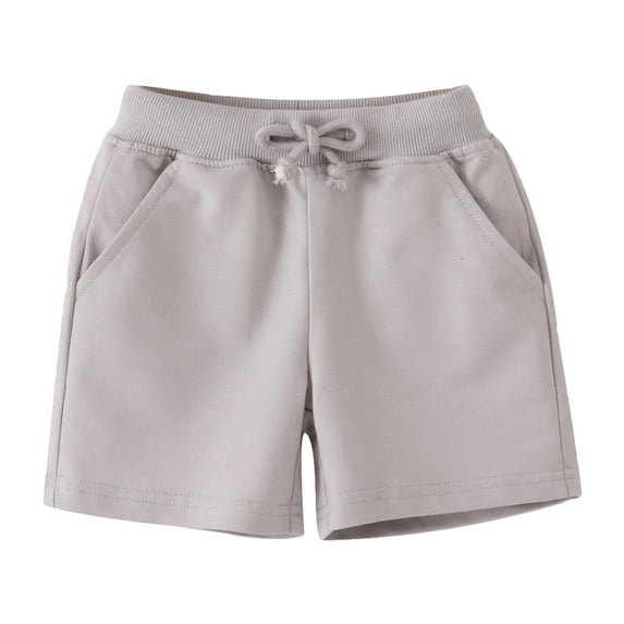 Boys Gym Shorts Size 7 Elastic Waisted Solid Color Shorts Drawstring Pocket Shorts Soft and Breathable Cotton Shorts Boy Shorts Grey 2-3 Years