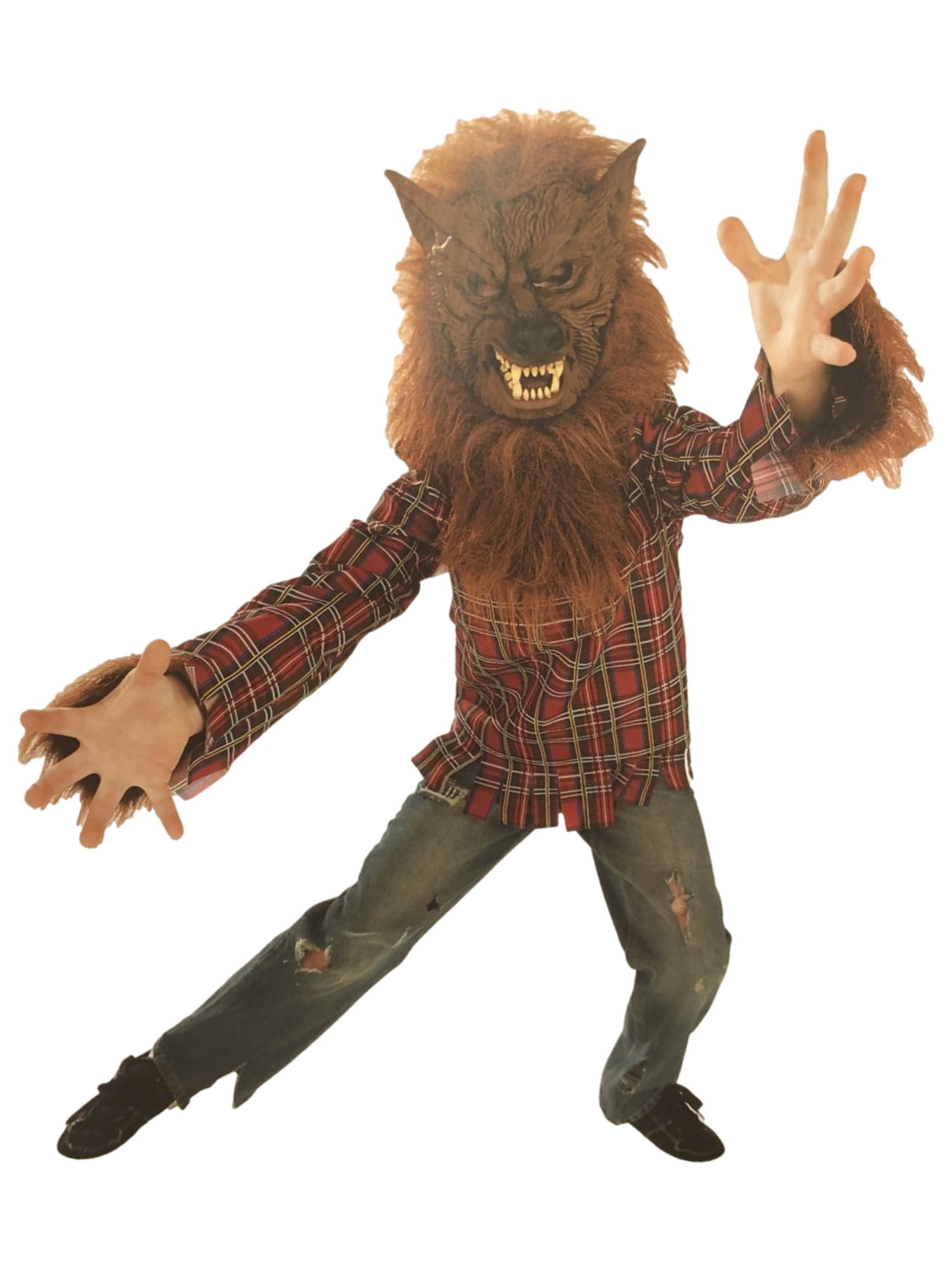 Boys Hairy Werewolf Halloween Costume Wolf Mask & Shirt Medium (6  display picture 1
