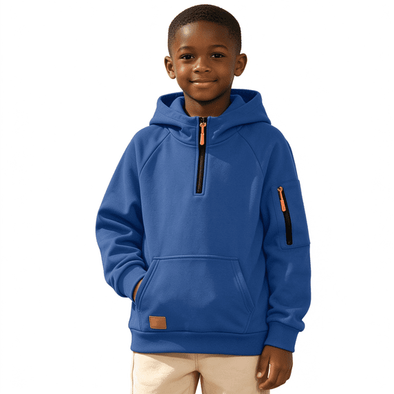 Boys Half Zip Hoodies Fashion Casual Long Sleeve Loose Fit Kids Pullover Sweatshirt Navy 12 Years