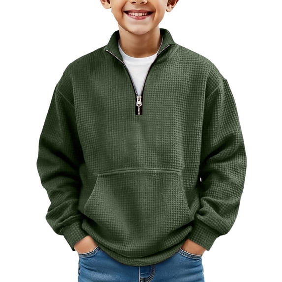 Boys Half Zip Pullover Hoodie Sweatshirt Long Sleeve Sweater Top