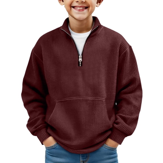 Boys Half Zip Pullover Hoodie Sweatshirt Long Sleeve Sweater Top