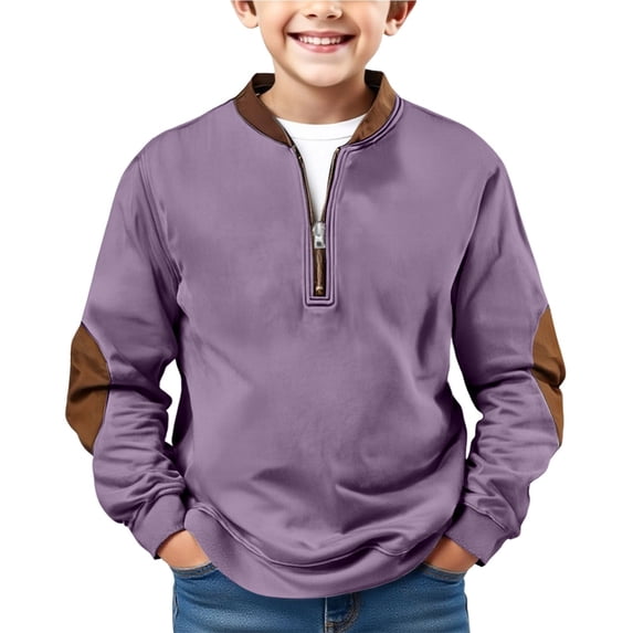 Boys Half Zip Pullover - Lightweight Fleece Hoodie Jacket Athletic Outerwear for Casual Sports School Everyday Wear