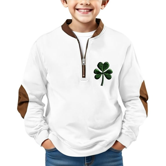 Boys Half Zip Pullover Youth Hoodless Sweatshirt Teen Long Sleeve Western Collarless Jacket Outdoor Athletic Top