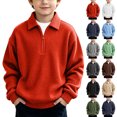 thumbnail image 1 of Boys Half Zip Sweatshirt Casual Lapel Collar Long Sleeve Sweatshirt Winter Comfortable Breathable Pullover Tops Sizes 3-14Y, 1 of 10