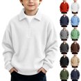 thumbnail image 1 of Boys Half Zip Sweatshirt Casual Lapel Collar Long Sleeve Sweatshirt Winter Comfortable Breathable Pullover Tops Sizes 3-14Y, 1 of 10