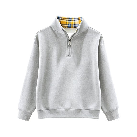 Boys Half Zip Sweatshirt Cotton Long Sleeve Shirts Mock Neck Pullover Kids Fall Tops Solid Color Jumper School Clothes