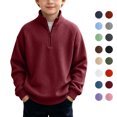 thumbnail image 1 of Boys Half Zip Sweatshirt Long Sleeve Stand Collar Pullover Sweatshirt Casual Comfy Winter Trendy Tops Sizes 3-14Y, 1 of 10