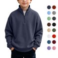 thumbnail image 1 of Boys Half Zip Sweatshirt Long Sleeve Stand Collar Pullover Sweatshirt Casual Comfy Winter Trendy Tops Sizes 3-14Y, 1 of 10