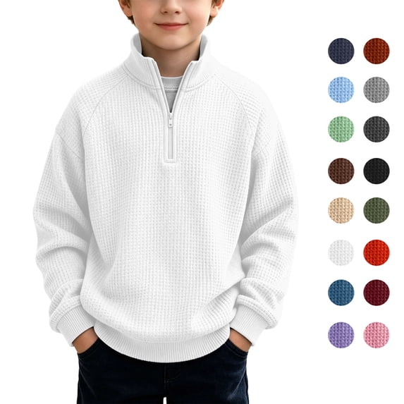 Boys Half Zip Sweatshirt Long Sleeve Stand Collar Pullover Sweatshirt Casual Comfy Winter Trendy Tops Sizes 3-14Y