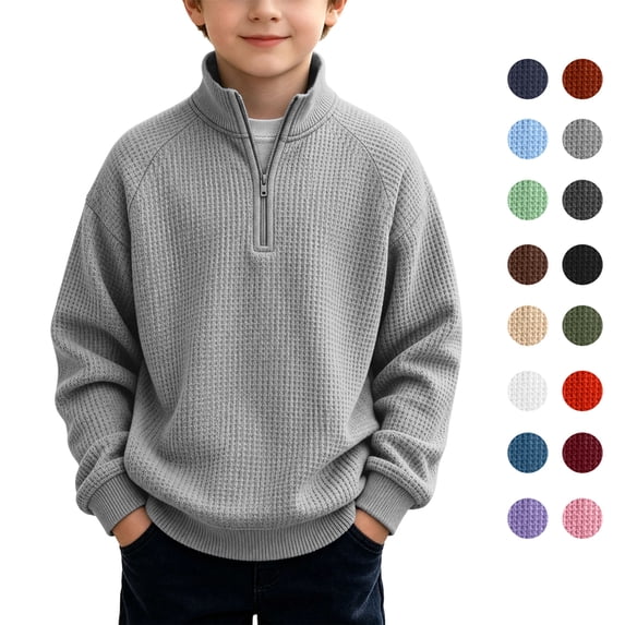 Boys Half Zip Sweatshirt Long Sleeve Stand Collar Pullover Sweatshirt Casual Comfy Winter Trendy Tops Sizes 3-14Y