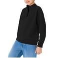 thumbnail image 1 of Boys Half Zip Sweatshirt Loose Fitting Solid Color Long Sleeve Athletic Sports Pullover Sweatshirt Fleece Lined Hoodies Girl Black 11Y, 1 of 3