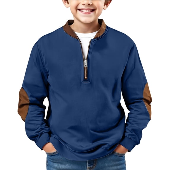 Boys Half Zip Sweatshirt Youth Long Sleeve Shirts Cotton Pullover Tops Kids Lightweight Fleece Fashion Fall Winter Clothes
