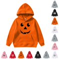 thumbnail image 1 of Boys Halloween Hoodie Pullover Long Sleeve Graphic Print Orange Sweatshirt Casual Soft Top for Kids Fall School Party 11-12 Years, 1 of 4