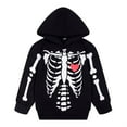 thumbnail image 1 of Boys Halloween Hoodie Skeleton Glow in Dark Hooded Sweatshirt Black Long Sleeves Shirt 7T, 1 of 4