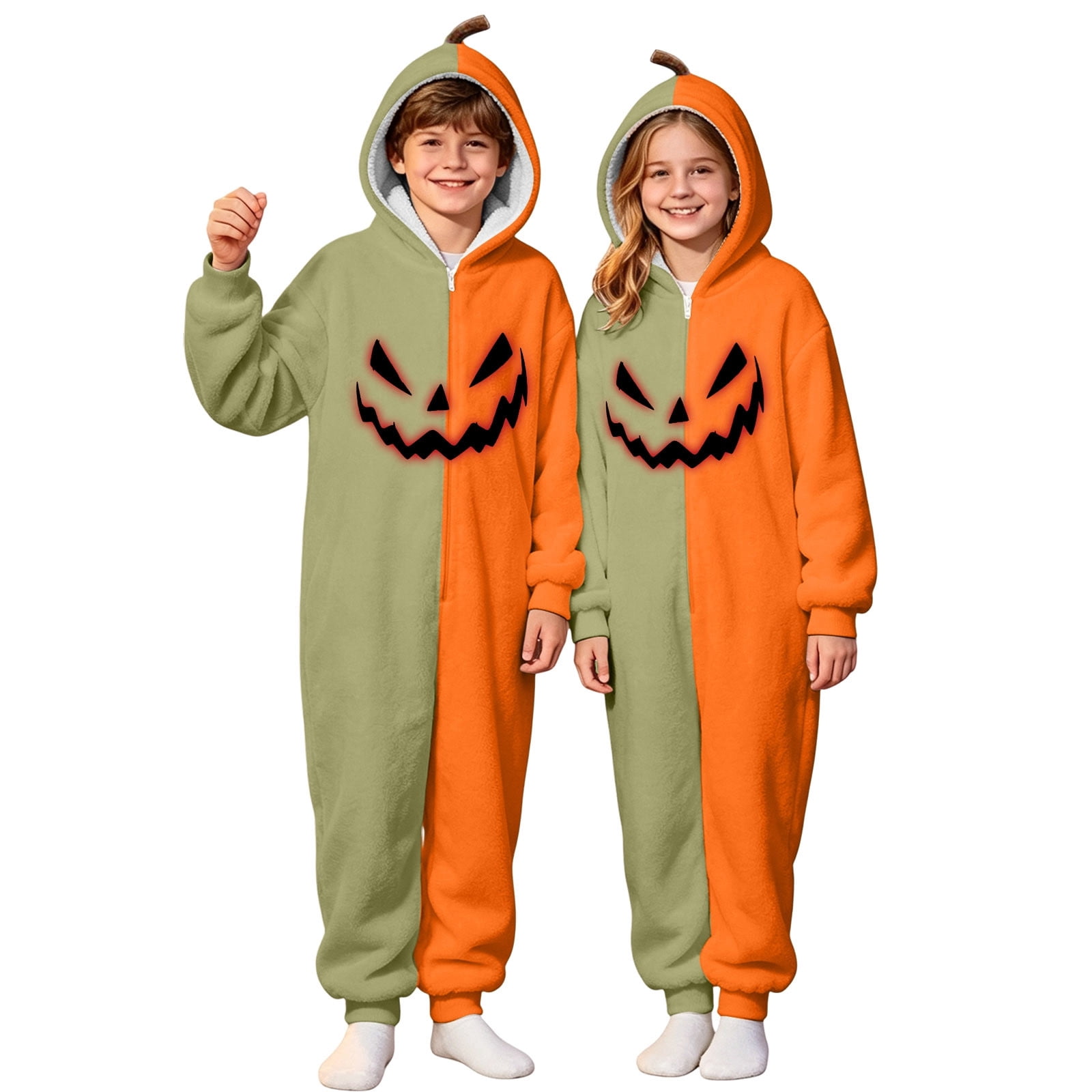 Boys Halloween Onesie Jumpsuit Long Sleeve Zip Up Romper Spooky Fall