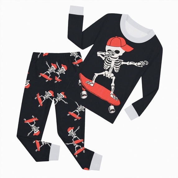 Enyan Boys Halloween Pajamas 2T 3T 4T 5T 6T 7T Toddler Kid Cotttn Skeleton Sleepwear Set Little Boys Nightwear Pjs