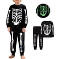 thumbnail image 1 of Boys Halloween Pajamas Glow in Dark Crew Neck Unisex Long Sleeve Skeleton Pjs Sleepwear Lounge Set Pajamas for Girls Size 2-8 Years, 1 of 7