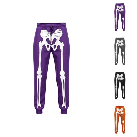 Boys Halloween Pants Elastic Waist Casual Funny Skeleton Print Jogger Sweatpants Trousers 3-13 Years