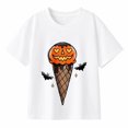 thumbnail image 1 of Boys Halloween Pumpkin Ice Cream Cone Graphic T-Shirt, Cute Spooky Short Sleeve Shirt for Seasonal Wear, 1 of 6