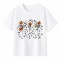 thumbnail image 1 of Boys' Halloween Pumpkin Skeleton Band Graphic T-Shirt, Music Bat 100% Cotton Short Sleeve Shirt, 1 of 7