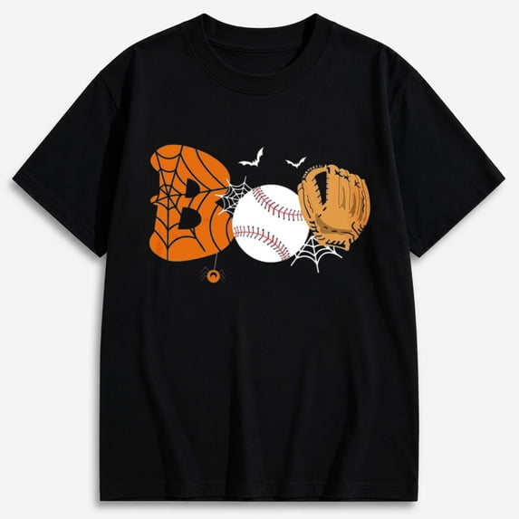 Boys Halloween Shirt, Sports Balls with Spiderweb Graphic T-Shirt for Spooky Season